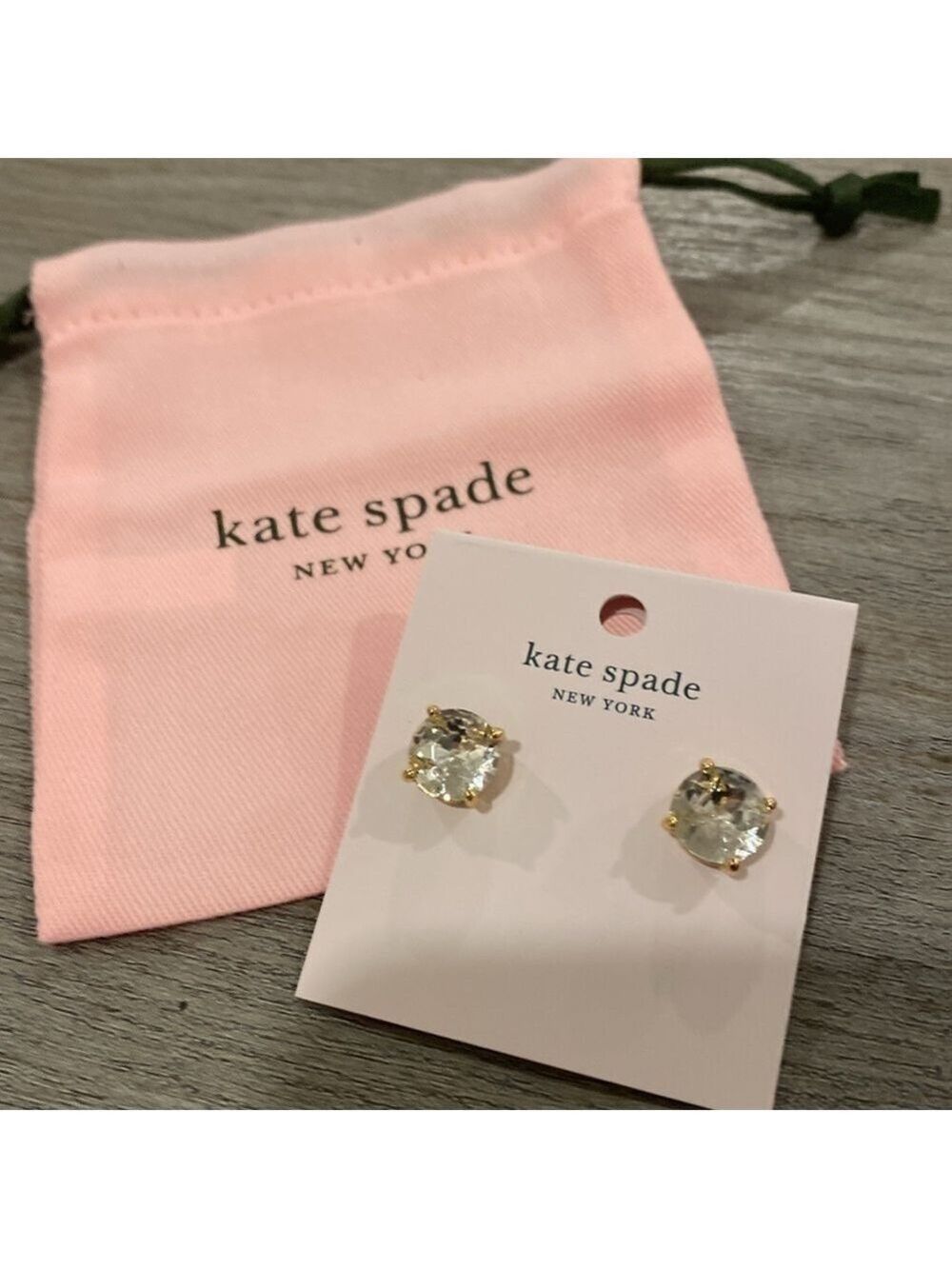 Kate Spade Gumdrop clear and Goldtone pierced stud earrings